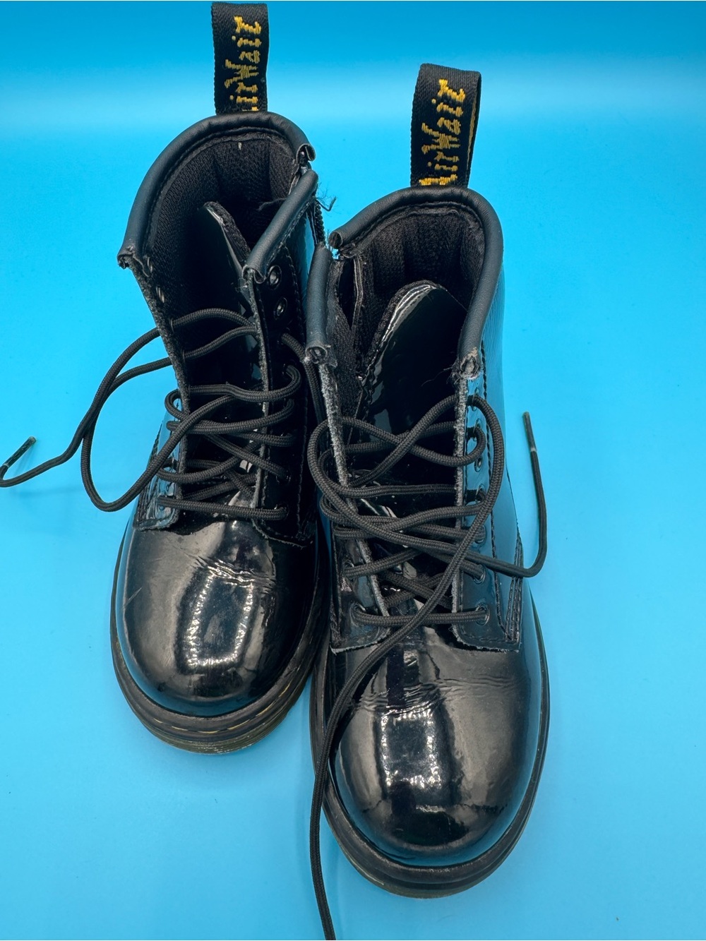 Dr. Martens Kids Black Patent Leather Lace-Up Boots